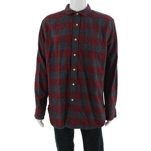 Grayers Mens Button Front Collared Gingham Shirt Red Gray Cotton Size 2XL